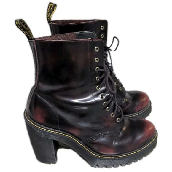 ✨SOLD✨ Dr Martens Kendra Cherry Red Arcadia Genuine Leather Boots Sz 10 - Picture 5 of 10